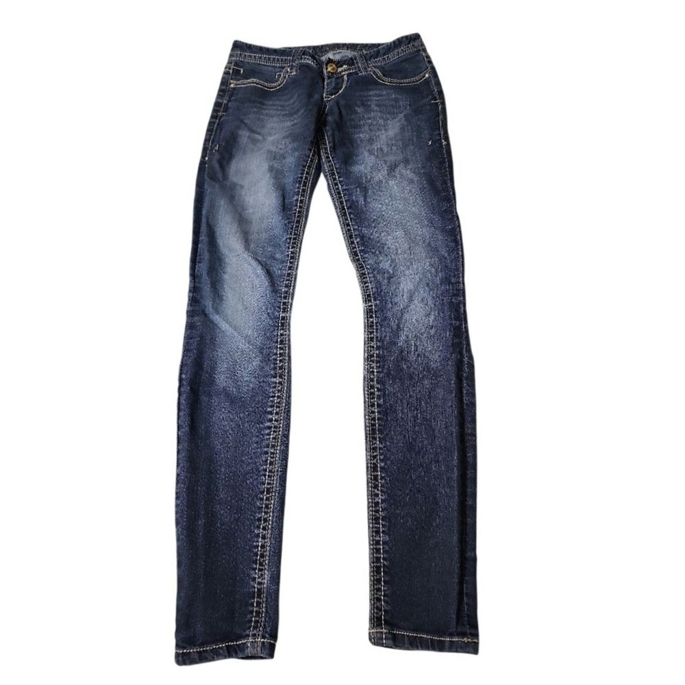 Express Jeans Skinny Women Size 0 Dark Wash Y2K Contrast Stitch Stretch Classic